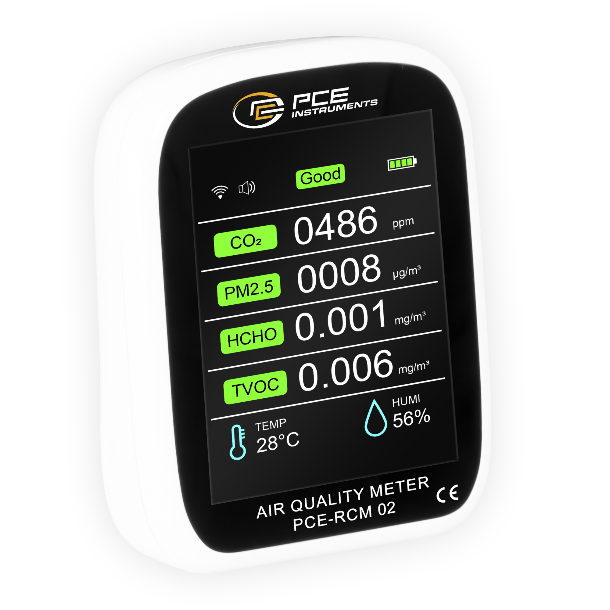 PCE Air Quality Meter — Compact, Modern Design, Model# PCE-RCM 02